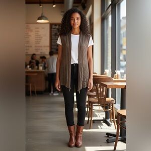 Fever Women's Y2K Brown Open-Front Cardigan